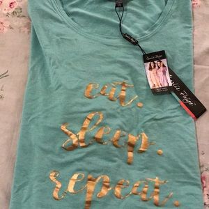 Teal with gold writing sleep shirt